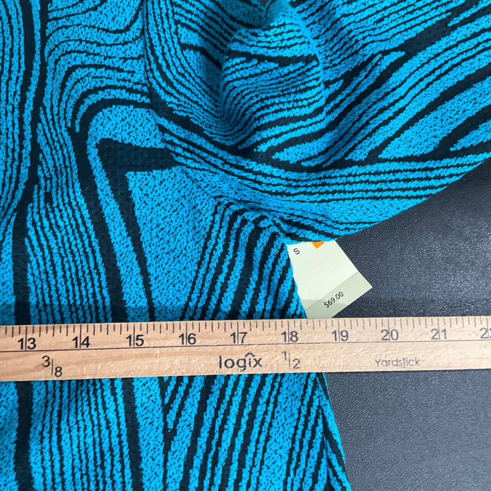 Ali Miles Jacket Women S Teal 3/4 Sleeve Abstract Wave Toggle Art To Wear NEW - Picture 4 of 11